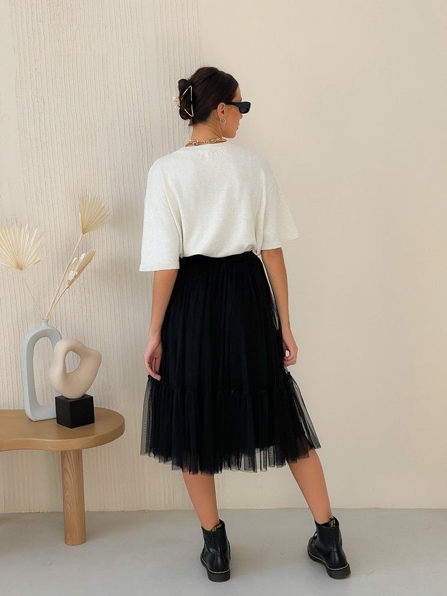 Black Tulle skirt with ruffle AIRSKIRT