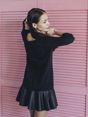 Сукня-конструктор AIRDRESS чорна зі знімною чорною спідницею з екошкіри