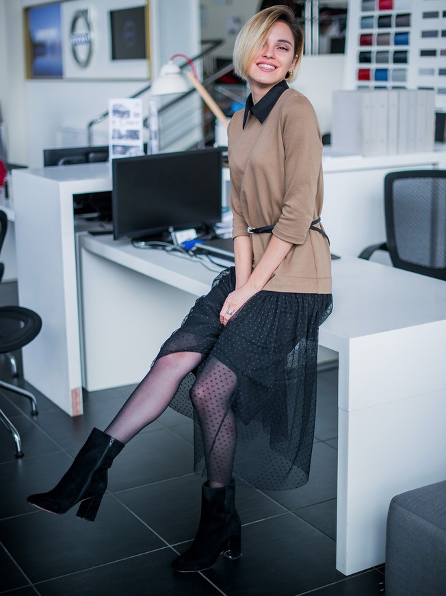 Платье-конструктор AIRDRESS кэмэл со съемной черной юбкой миди
