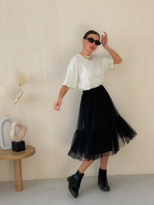 Black Tulle skirt with ruffle AIRSKIRT