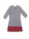 AIRDRESS set: gray pied-de-poule print top and 3 removable skirts (navy blue, red, beige tartan)