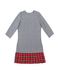 AIRDRESS set: gray pied-de-poule print top and 3 removable skirts (navy blue, red, beige tartan)