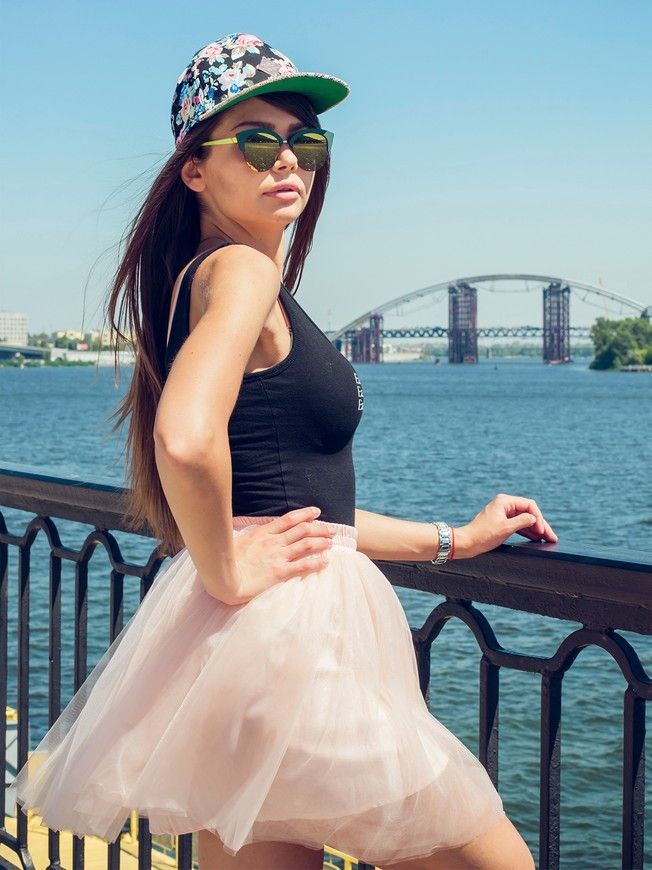 Peach Pink Tulle skirt Airskirt mini