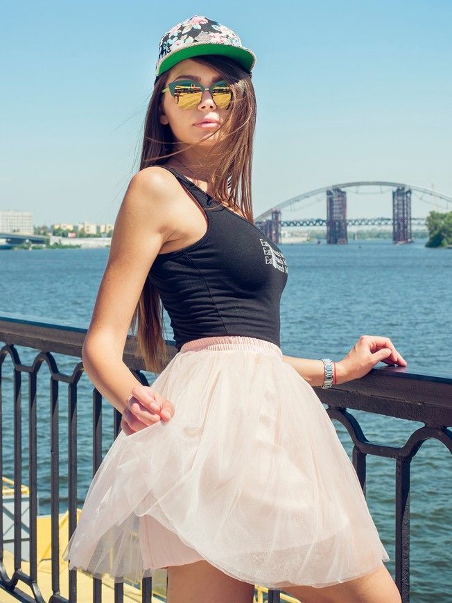 Peach Pink Tulle skirt Airskirt mini