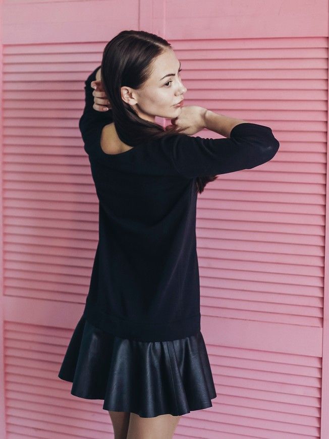 AIRDRESS set: black top and 6 removable skirts (lush: blush pink, black, latte; eco-leather: pink, black, silver)