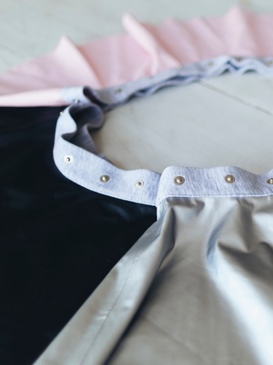 Комплект из 3-х съемных юбочек к платью-конструктору AIRDRESS Тю-Тю! XXS: черная, розовая и серебряная из экокожи