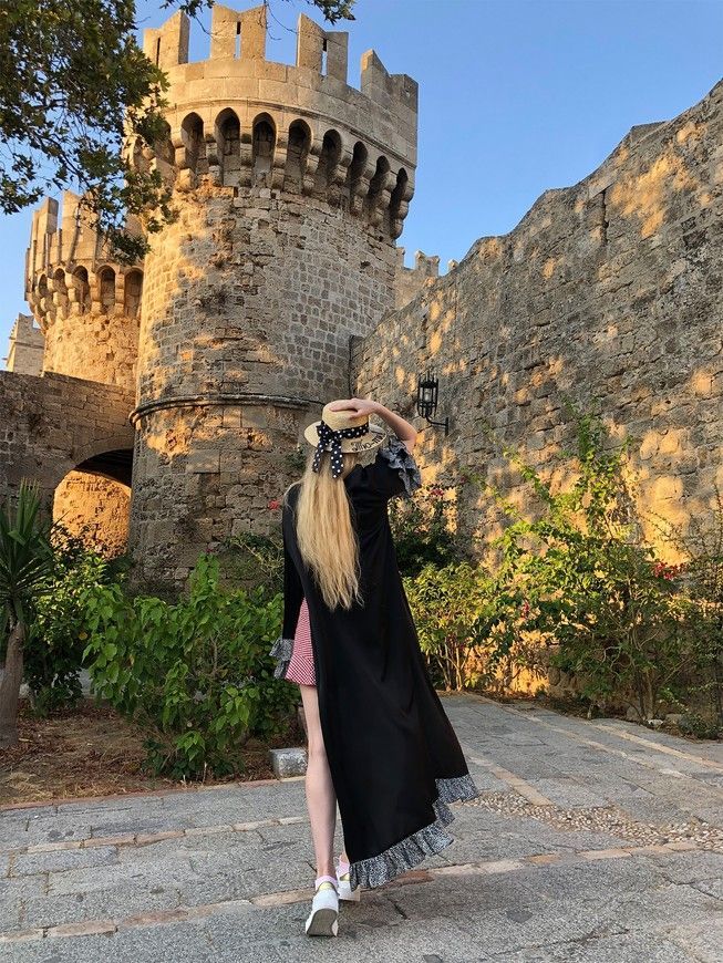 Long cover up Tyu-Tyu! XS/S black with polka dot frills