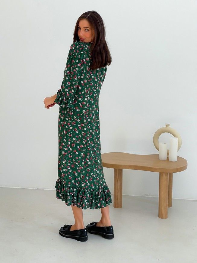 Wrap-dress with frills Tyu-Tyu! XS green in floral print