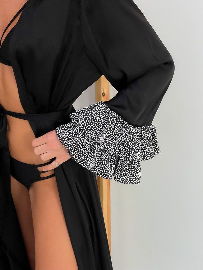 Long cover up Tyu-Tyu! XS/S black with polka dot frills