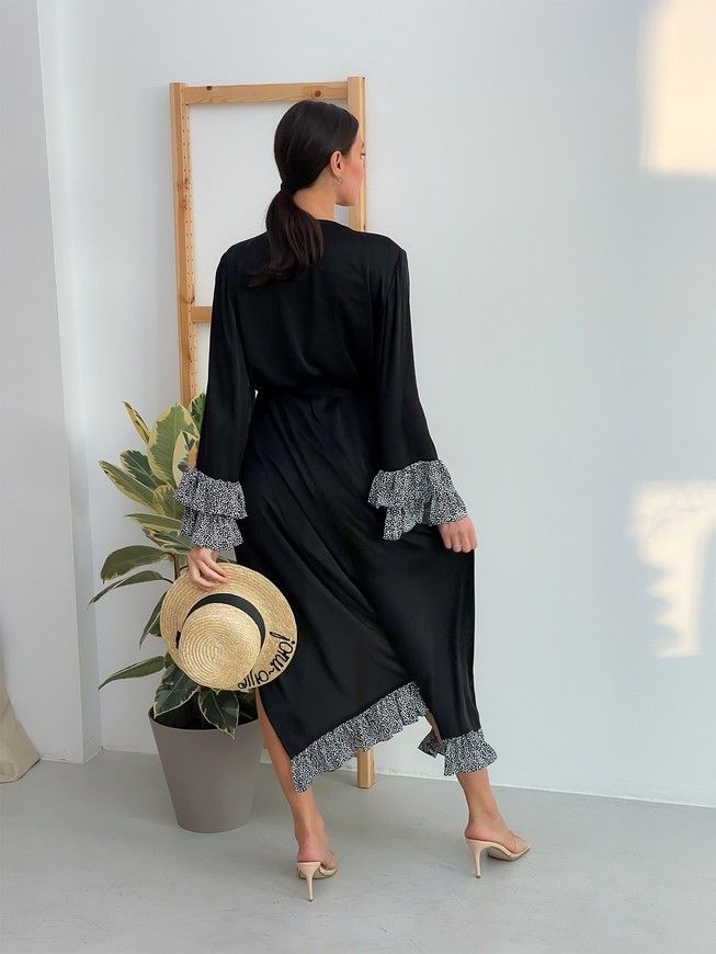 Long cover up Tyu-Tyu! XS/S black with polka dot frills