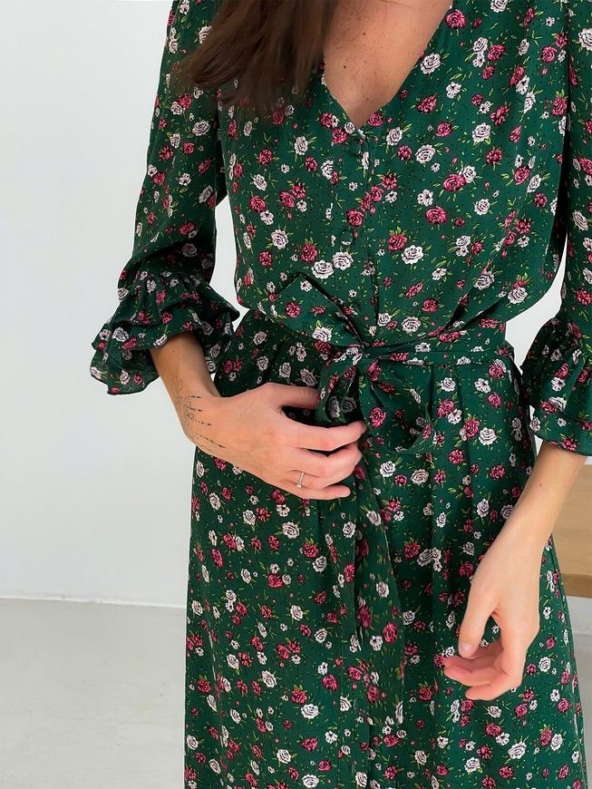 Wrap-dress with frills Tyu-Tyu! XS green in floral print