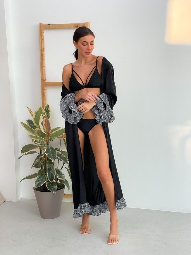 Long cover up Tyu-Tyu! XS/S black with polka dot frills