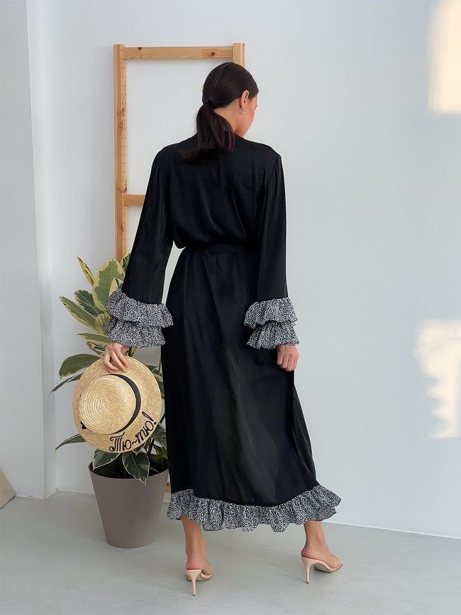 Long cover up Tyu-Tyu! XS/S black with polka dot frills