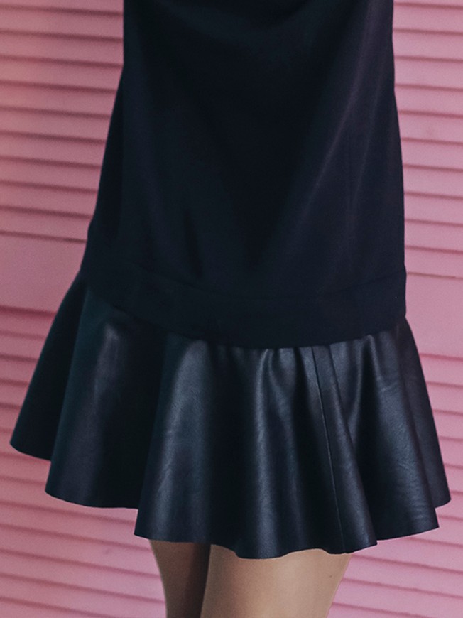 Комплект из 3-х съемных юбочек к платью-конструктору AIRDRESS Тю-Тю! XXS: черная, розовая и серебряная из экокожи