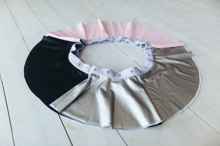 Set of 3 removable skirts fot constructor dress AIRDRESS Tyu-Tyu! XXS: eco-leather black, pink and silver