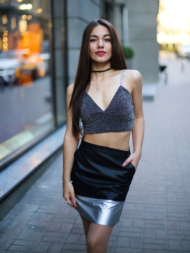 Black skirt with silver insert SkinSkirt