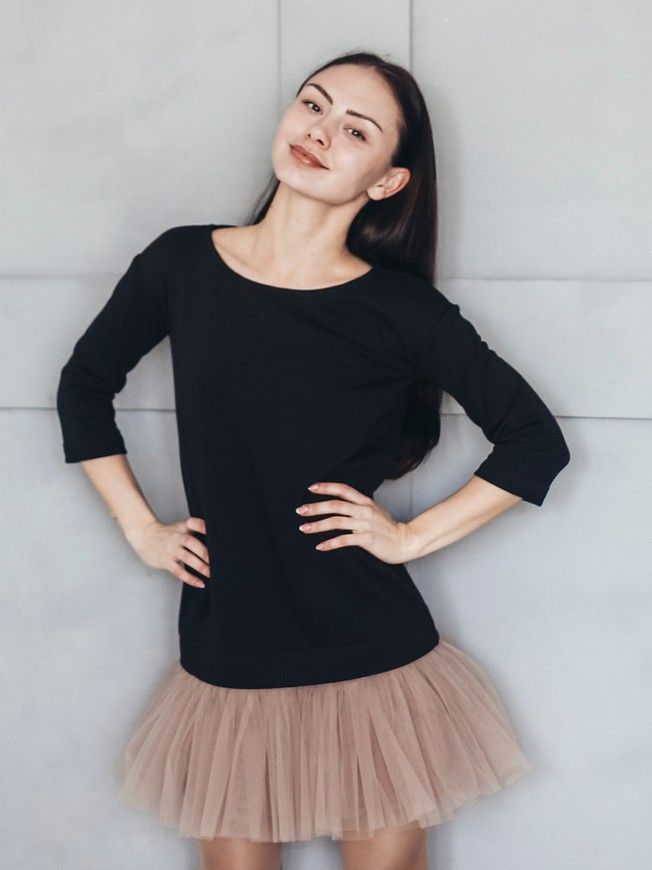 AIRDRESS set: black top and 3 removable skirts (lush blush pink, black, latte)