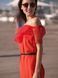 Red mini sundress with red tulle ruffles