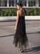 Black maxi sundress with black tulle ruffles