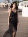 Black maxi sundress with black tulle ruffles