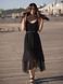 Black maxi sundress with black tulle ruffles