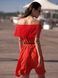 Red mini sundress with red tulle ruffles