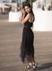 Black maxi sundress with black tulle ruffles