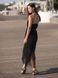 Black maxi sundress with black tulle ruffles
