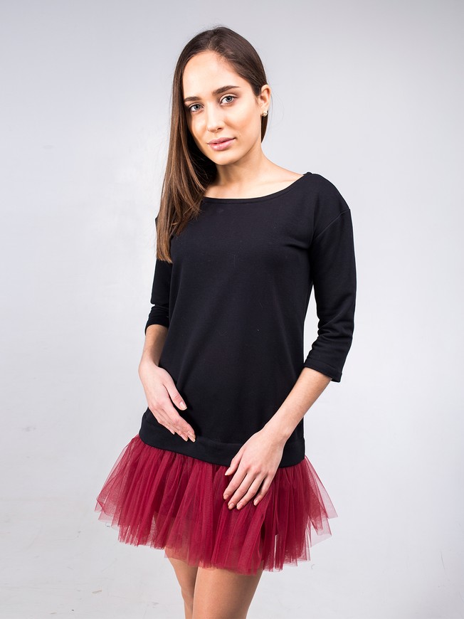 Constructor-dress black Airdress with removable marsala skirt