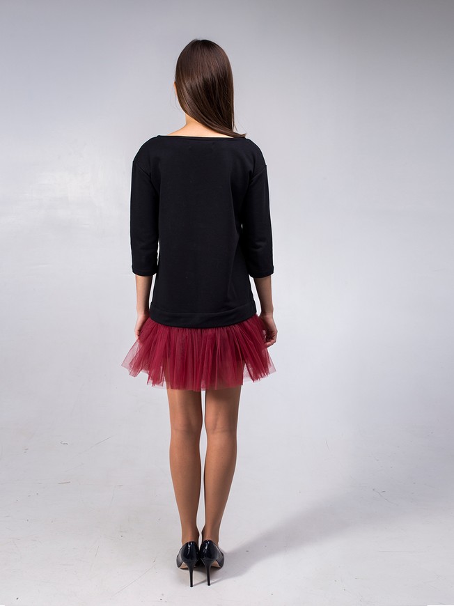 Платье-конструктор AIRDRESS черное со съемной юбкой марсала
