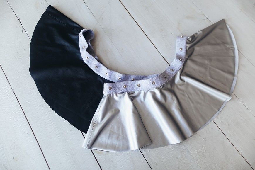 Комплект из 2-х съемных юбочек к платью-конструктору AIRDRESS Тю-Тю! XXS: черная и серебряная из экокожи