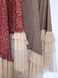 Сліп-дрес коричнева в горошок максі з бежевими воланами з сіточки