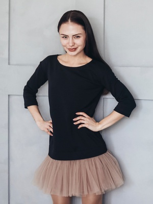 Платье-конструктор AIRDRESS черное со съемной юбкой латте