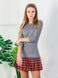 Constructor-dress gray "pied-de-poule" Airdresss with removable red tartan skirt