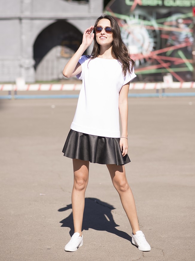 Сукня-конструктор AIRDRESS біла зі знімною чорною спідницею з екошкіри