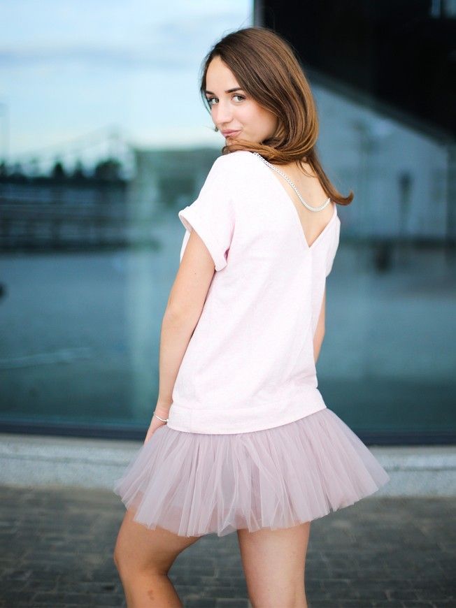 Constructor-dress pink Airdress with removable smoky gray skirt