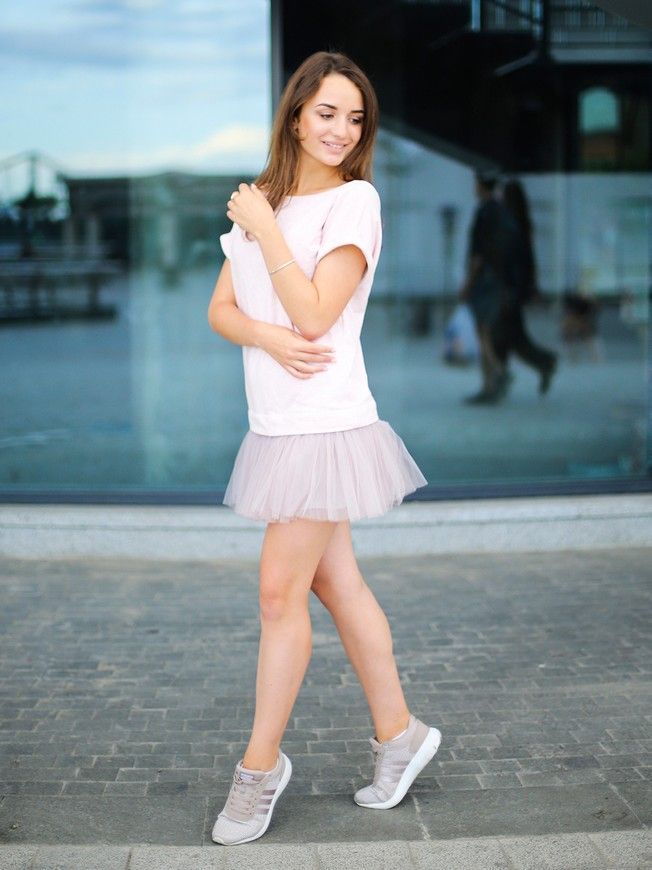 Constructor-dress pink Airdress with removable smoky gray skirt