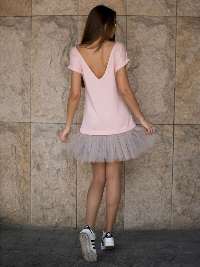 Constructor-dress pink Airdress with removable smoky gray skirt