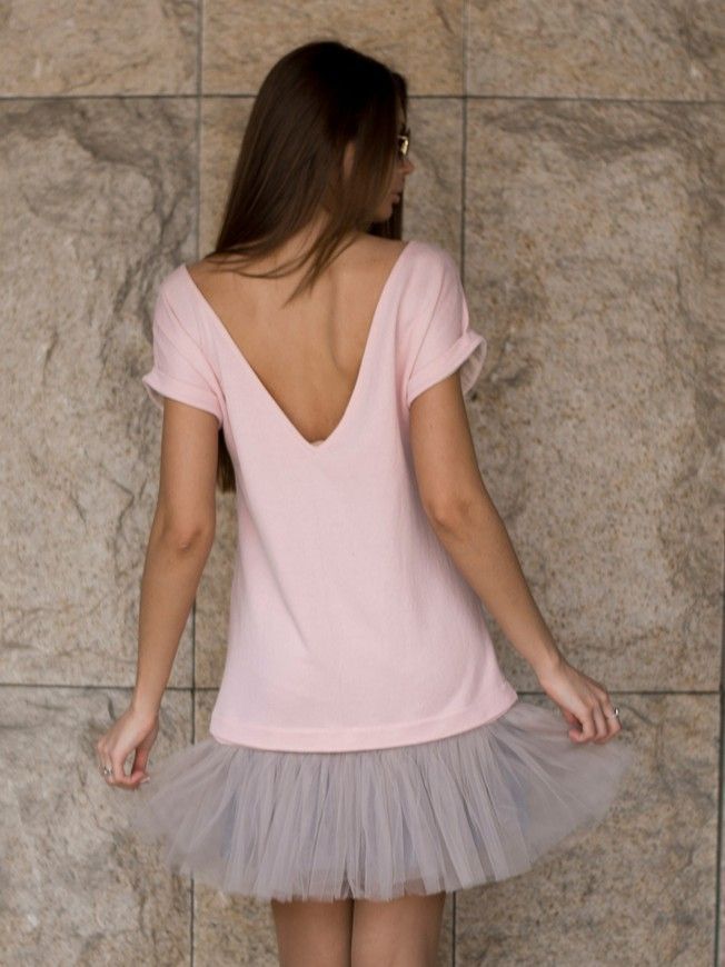 Constructor-dress pink Airdress with removable smoky gray skirt