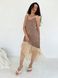 Brown polka dot maxi slip dress with beige tulle ruffles