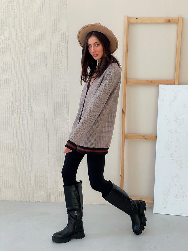 Retro cardigan oversize with buttons Tyu-Tyu! XS/S brown check