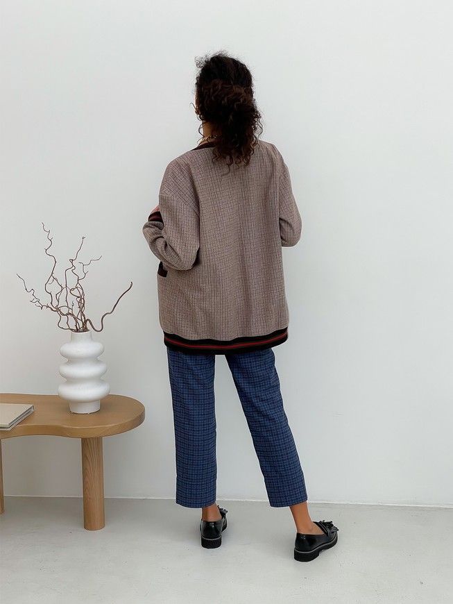 Retro cardigan oversize with buttons Tyu-Tyu! XS/S brown check