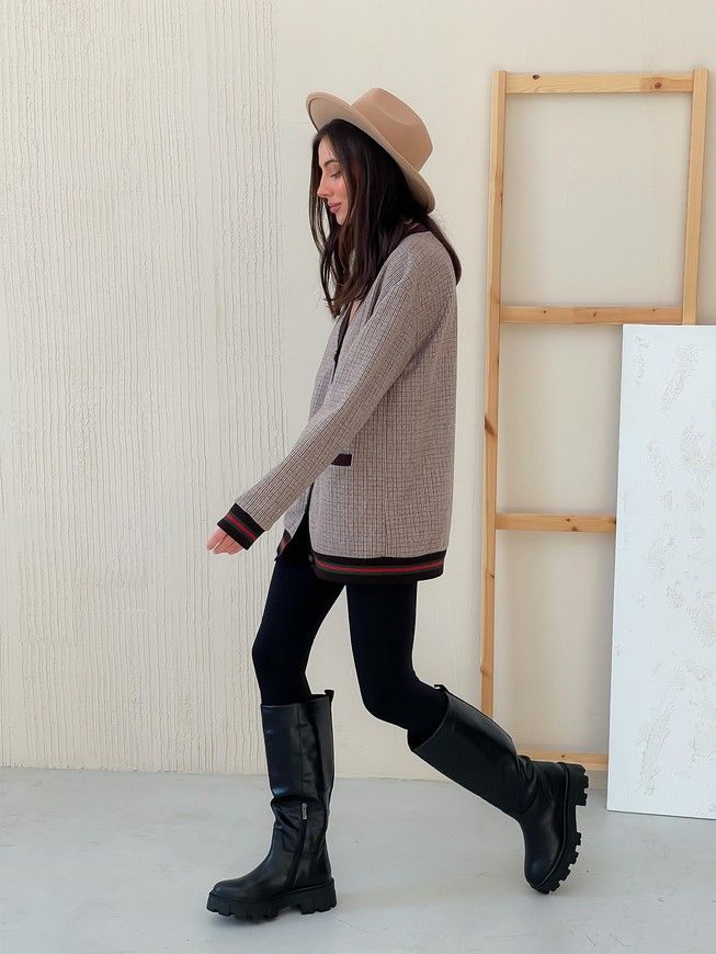 Retro cardigan oversize with buttons Tyu-Tyu! XS/S brown check