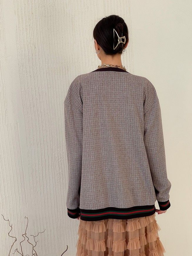 Retro cardigan oversize with buttons Tyu-Tyu! XS/S brown check