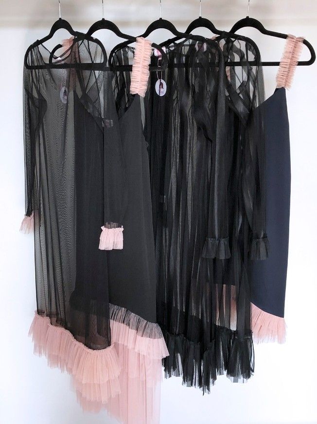 Black Tulle Dress with dusty pink ruffles