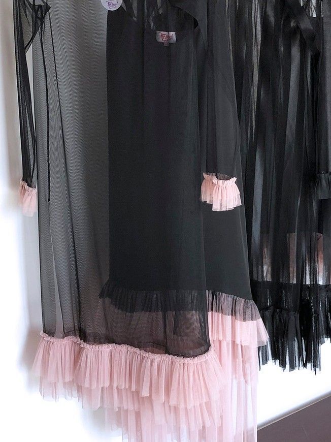 Black Tulle Dress with dusty pink ruffles