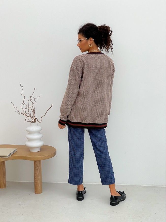 Retro cardigan oversize with buttons Tyu-Tyu! XS/S brown check