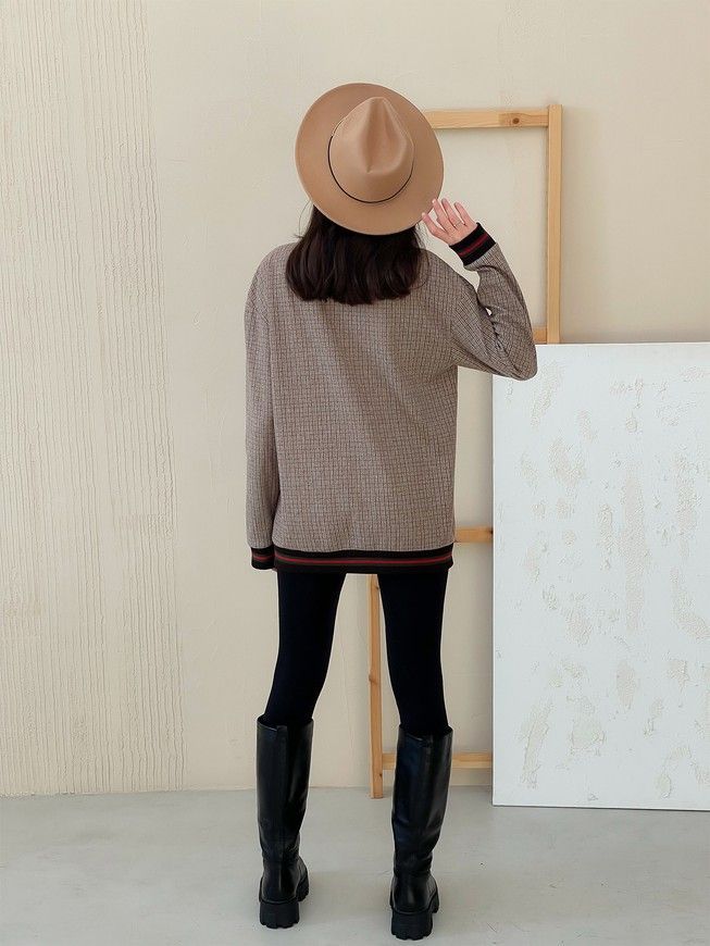 Retro cardigan oversize with buttons Tyu-Tyu! XS/S brown check