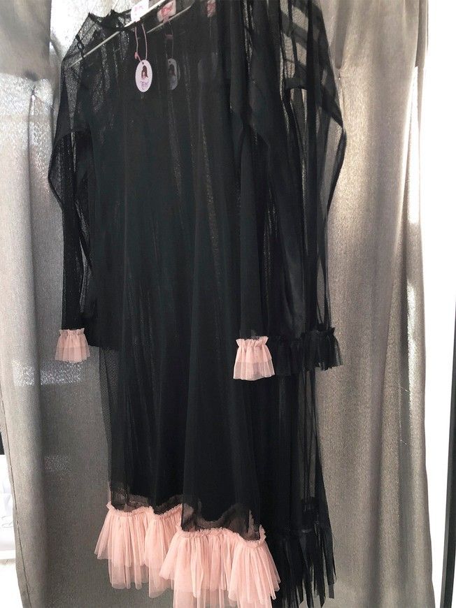 Black Tulle Dress with dusty pink ruffles