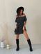 Sundress Tyu-Tyu! XS/S chiffon floral black with ruffles and with bare shoulders